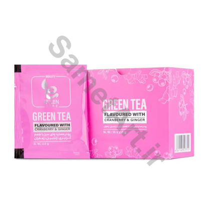 پودر-عصاره-چای-سبز-با-طعم-کرنبری،-زنجبیل-و-زعفران-الن-کر-بسته-15-عددی